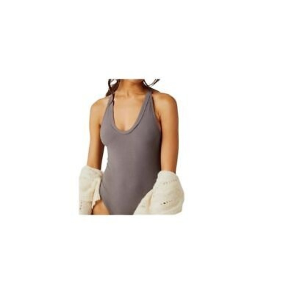 Free People Gray Ribbed Bodysuit - Picture 3 of 8